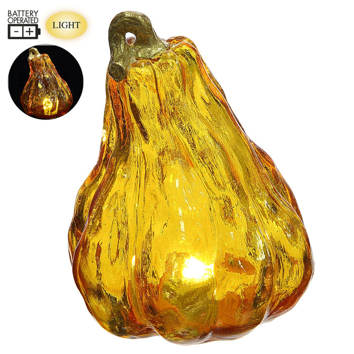 5.9" Artificial Pumpkin With Battery Operated Light -Orange (Pack of 2) - VZP834-OR