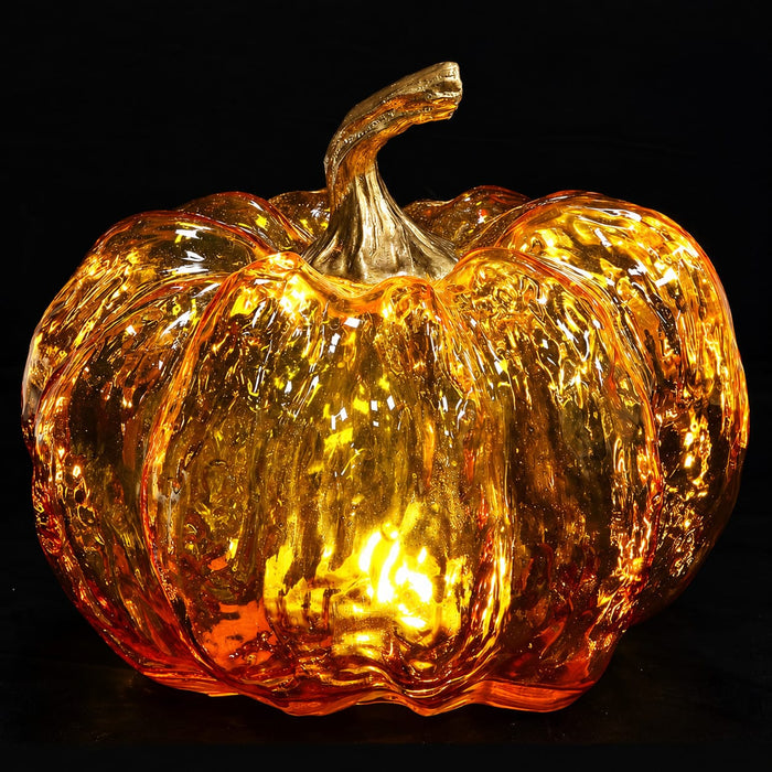 8"Hx10"W Artificial Pumpkin With Battery Operated Light -Orange (Pack of 2) - VZP838-OR