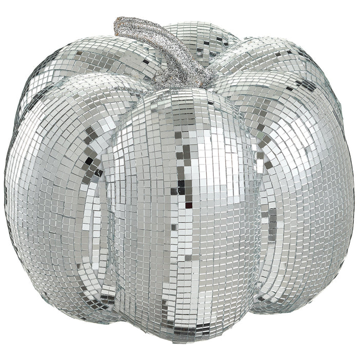 10"Hx10"W Artificial Mosaic Pumpkin -Silver (Pack of 2) - VZP943-SI
