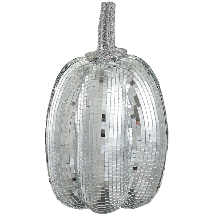 10.5"Hx6.5"W Artificial Mosaic Pumpkin -Silver (Pack of 3) - VZP944-SI