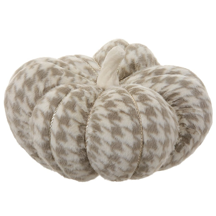 13"Hx18"W Houndstooth Pattern Artificial Pumpkin -Gray/Beige (Pack of 2) - VZP966-GY/BE