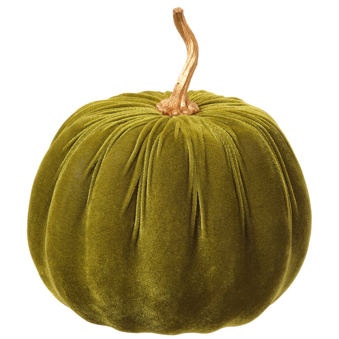 10.5"Hx9"W Artificial Velvet Pumpkin -Green (pack of 4) - VZP980-GR