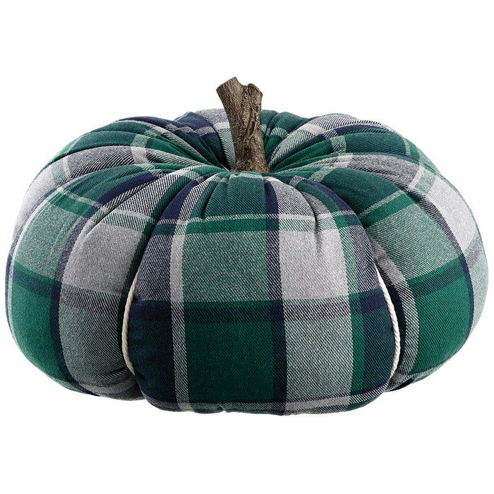 10"Hx17"W Artificial Plaid Pumpkin -2 Tone Green (Pack of 2) - VZP982-GR/TT