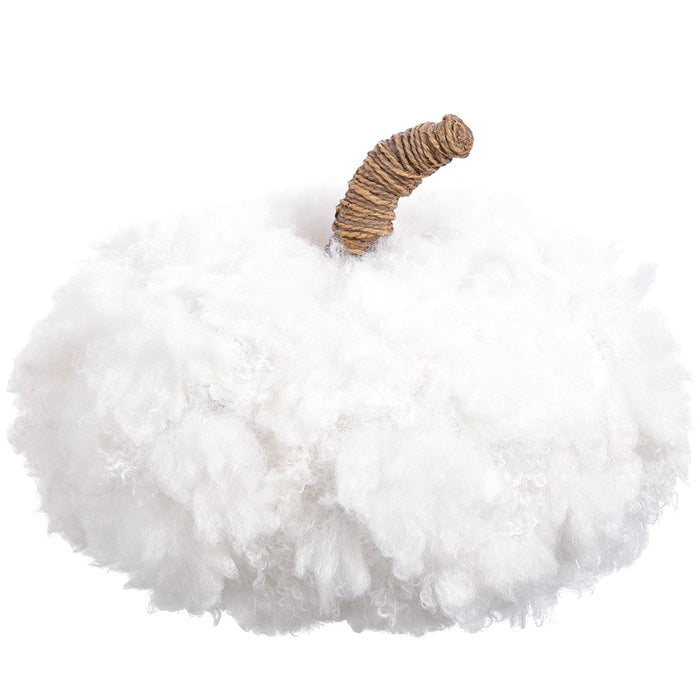 6"Hx9"W Fluffy Artificial Pumpkin -White (Pack of 4) - VZP994-WH