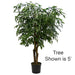6' Custom-Made Outdoor UV-Proof Artificial Ficus Tree -2,352 Leaves w/Pot -Green - W0153