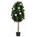 4'6" Custom-Made Outdoor UV-Proof Artificial Gardenia Flower Ball-Shaped Topiary w/Pot -White - W069045