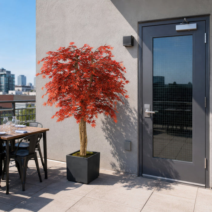 6' Custom-Made Outdoor UV-Proof Artificial Japanese Maple Tree w/Pot -Burgundy - W1000B