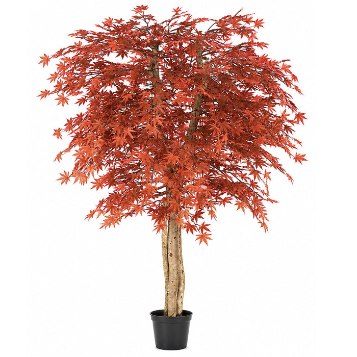 6' Custom-Made Outdoor UV-Proof Artificial Japanese Maple Tree w/Pot -Burgundy - W1000B