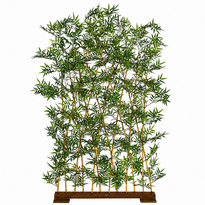 5'10"Hx39.5"W Natural Trunk Silk Bamboo Tree Wall Divider w/Wood Base -Green (Pack of 2) - W110010
