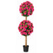 5' Custom-Made Outdoor UV-Proof Artificial Azalea Flower Double Ball-Shaped Topiary w/Pot -Beauty - W130350
