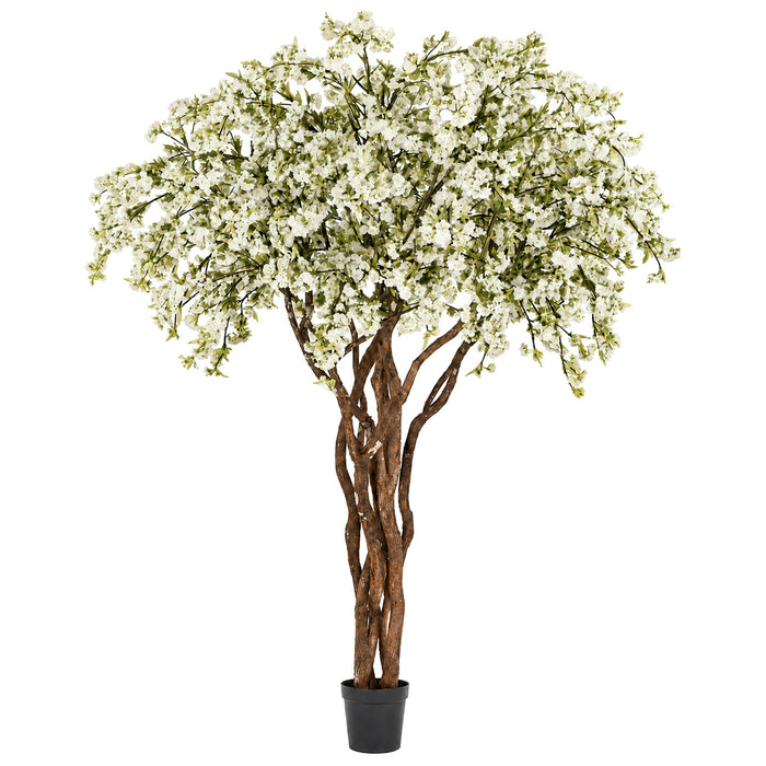 8' Cherry Blossom Silk Tree w/Pot -Cream/White - W150075