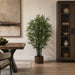 5' Natural Black Trunk Silk Royal Bamboo Tree w/Pot -Green/Black - W170050