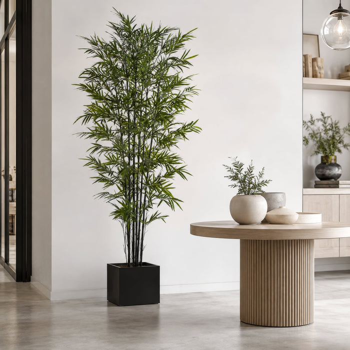 9' Natural Black Trunk Silk Royal Bamboo Tree w/Pot -Green/Black - W170090