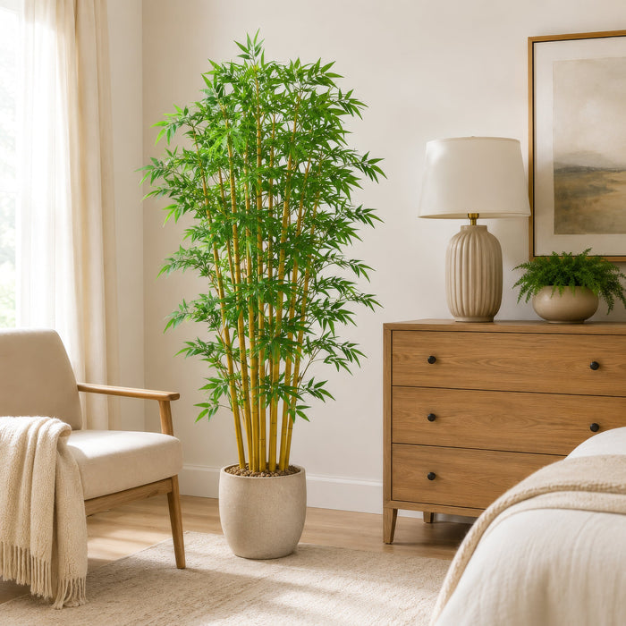 6' Silk Royal Bamboo Tree w/Pot -Green - W170200