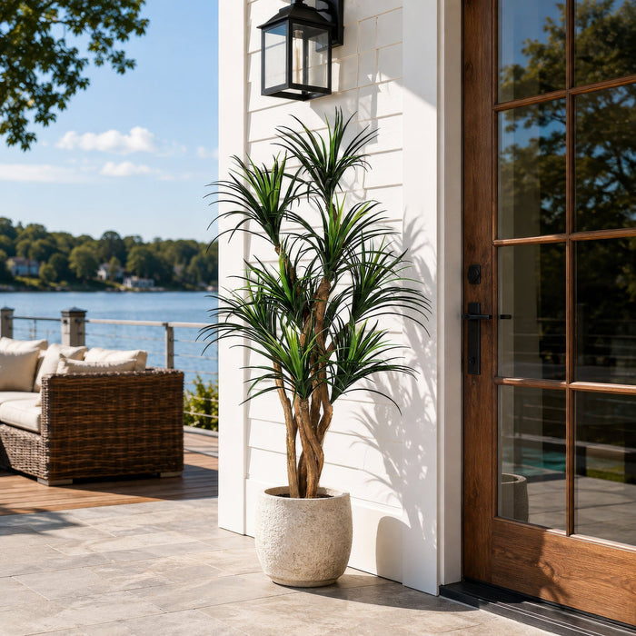 5' Custom-Made Outdoor UV-Proof Artificial Dracaena Tree w/Pot -Green - W1800