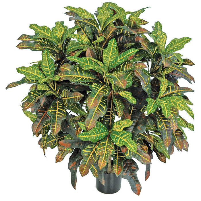 3' Natural Trunk Croton Leaf Silk Plant w/Pot -Green/Red - W-190070
