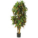 6' Natural Trunk Croton Leaf Silk Plant w/Pot -Green/Red - W-190080