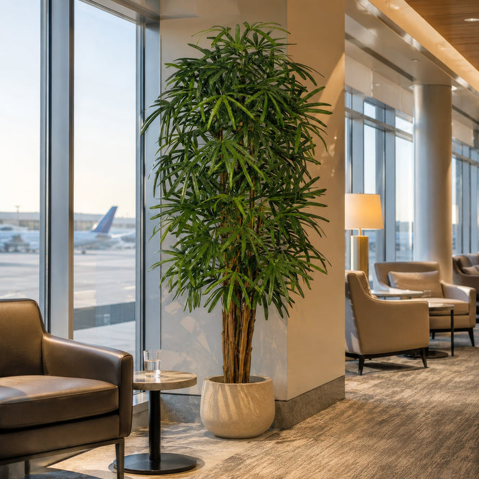 7' Rhapis Artificial Palm Tree w/Pot -Green - W60260
