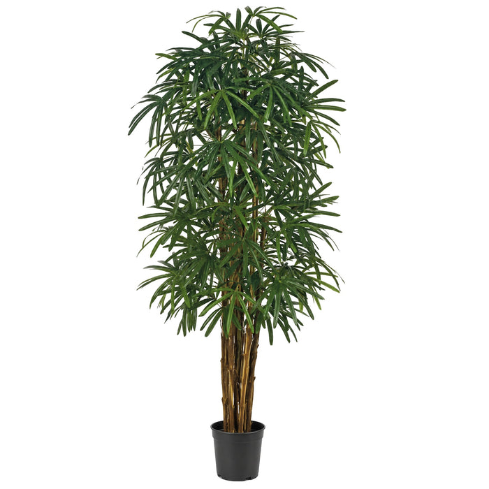 7' Rhapis Artificial Palm Tree w/Pot -Green - W60260