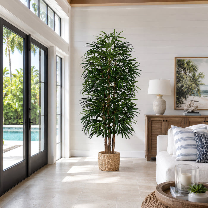 8' Rhapis Artificial Palm Tree w/Pot -Green - W60268