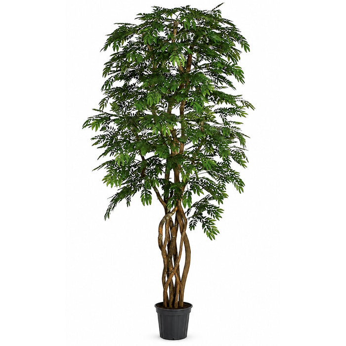 8' Custom-Made Locust Artificial Tree w/Pot -11,340 Leaves -Green - W70408
