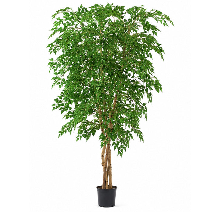 7' Custom-Made Silver Birch Artificial Tree w/Pot -3,744 Leaves -Green - W817