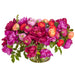 17"Hx28"W Mixed Ranunculus, Peony & Queen Anne Silk Flower Arrangement w/Glass Vase -Mixed Colors - WF0187-MX