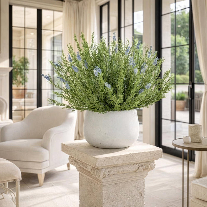24.5"Hx28"W Artificial Wild Lavender Flower Arrangement w/Cement Pot -Lavender/Green - WF0718-LV/GR