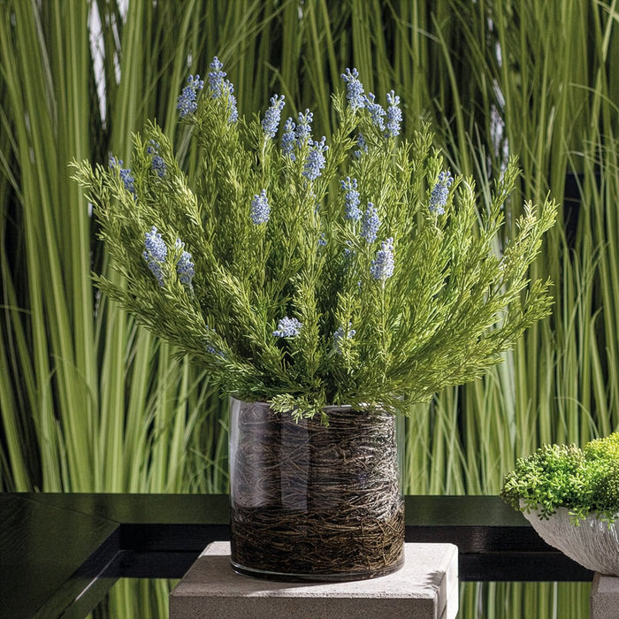 23"Hx21"W Wild Lavender & Twig Artificial Flower Arrangement w/Glass Vase -Lavender/Green - WF0723-LV/GR