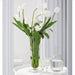 33"Hx22"W Silk French Tulip Flower Arrangement w/Footed Glass Vase -White/Green - WF0724-WH/GR
