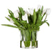 20"Hx24"W Silk Tulip Flower & Sedum Arrangement w/Glass Vase -White/Green - WF0726-WH/GR
