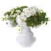 11"Hx11"W Mixed Ranunculus, Queen Anne Lace & Herbs Leaf Silk Flower Arrangement w/Ceramic Vase -White/Green - WF0738-WH/GR