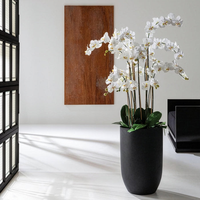 70.5"Hx40"W Phalaenopsis Orchid Silk Flower Arrangement w/Cement Planter -White - WF0749-WH
