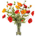 36"Hx38"W Large Mixed Poppy Silk Flower Arrangement w/Tall Glass Vase -Orange/Red - WF0752-OR/RE