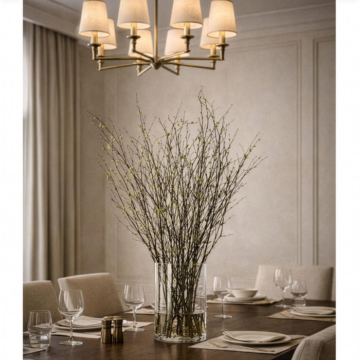 38"Hx24"W Mini Leaves On Twigs Artificial Arrangement w/Glass Vase -Green/Brown - WF0755-GR/BR