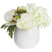 11"Hx12"W Hydrangea & Peony Silk Flower Arrangement w/Ceramic Vase -White - WF0758-WH