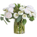 14"Hx16"W Ranunculus Silk Flower Arrangement w/Glass Vase -Cream/Green - WF0762-CR/GR