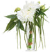 18"Hx16"W Peony & Grass Silk Flower Arrangement w/Glass Vase -White/Green - WF0763-WH/GR