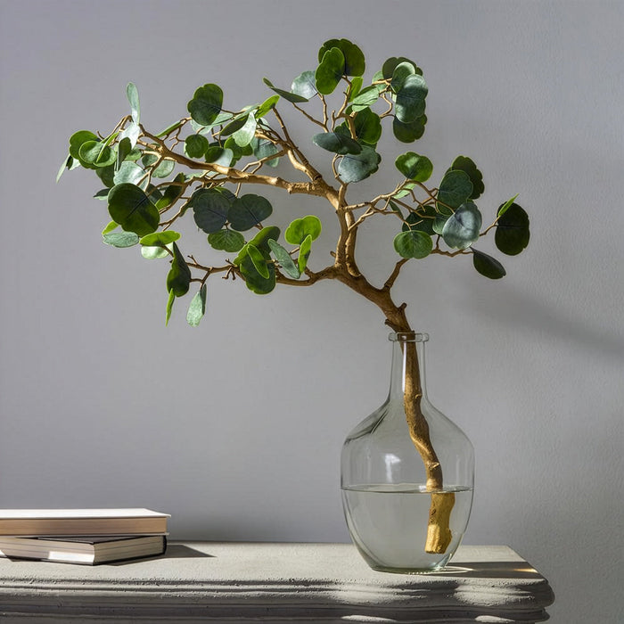 27"Hx24"W Cotinus Branch Artificial Arrangement w/Glass Vase -Green - WF0768-GR
