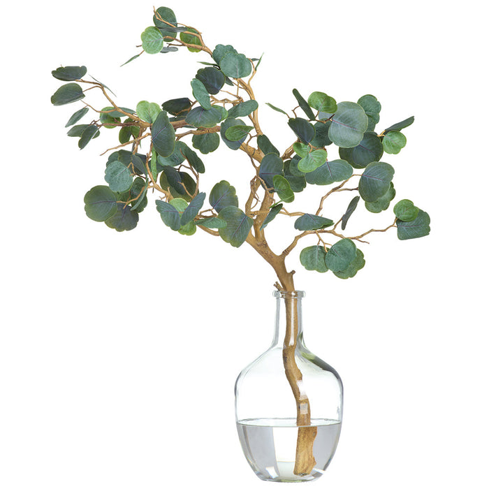 27"Hx24"W Cotinus Branch Artificial Arrangement w/Glass Vase -Green - WF0768-GR