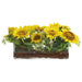 10"Hx24"W Sunflower & Queens Anne's Lace Silk Flower Arrangement w/Glass Vase -Yellow - WF0770-YE