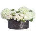 16"Hx24"W Hydrangea, Rose & Ranunculus Silk Flower Arrangement w/Ribbed Planter -Cream/White - WF0771-CR/WH