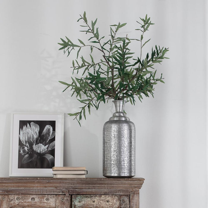 46"Hx33"W Olive Leaf Branch Artificial Arrangement w/Bottle Vase -Green - WF0772-GR