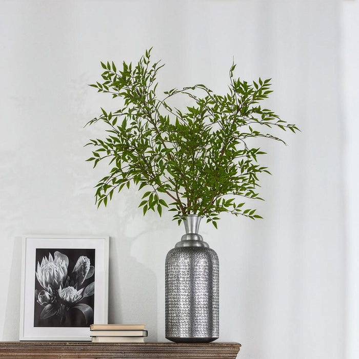 55.5"Hx43"W Nandina Leaf Branch Artificial Arrangement w/Bottle Vase -Green - WF0774-GR