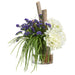 22"Hx24"W Hydrangea & Statice Silk Flower Arrangement w/Glass Vase -White/Purple - WF0778-WH/PU