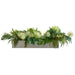 13"Hx44"W Protea & Philo Leaf Silk Flower Arrangement w/Metal Planter -Cream/Green - WF0791-CR/GR