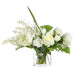 21"Hx27"W Larkspur, Peony & Rose Silk Flower Arrangement w/Glass Vase -Cream/White - WF0795-CR/WH
