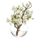 21"Hx15"W Cherry Blossom Branch Silk Flower Arrangement w/Glass Vase -White - WF0800-WH