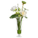 32"Hx18"W Lotus & Pod Silk Flower Arrangement w/Glass Vase -White/Green - WF0804-WH/GR