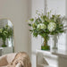 38"Hx36"W Hydrangea, Tuberose & Queen Anne's Lace Silk Flower Arrangement w/Glass Vase -Cream/Green - WF0811-CR/GR